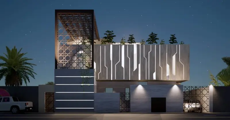Villa and commercial-residential building